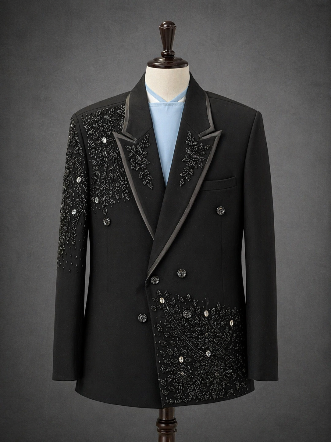 Elegant black tuxedo with rhinestone details