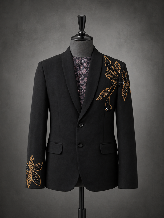 Black Embroidered Statement Blazer