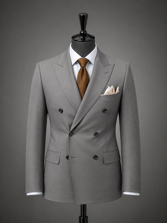Classic Grey Double-Breasted Suit