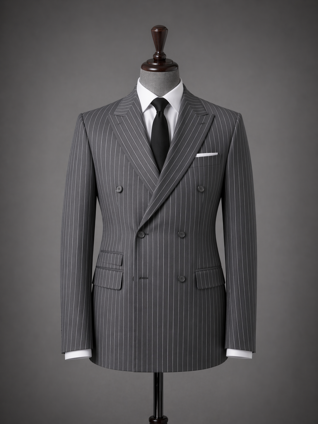 Grey Pinstripe Double-Breasted Suit