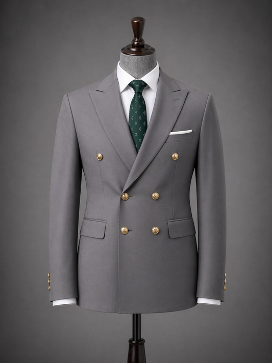 Grey Double-Breasted Suit – Modern Classic Elegance