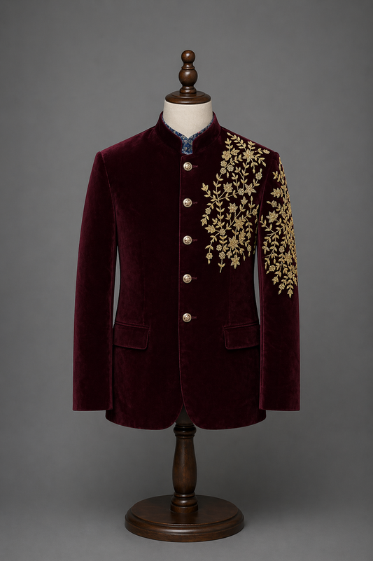 Elegant burgundy velvet jacket