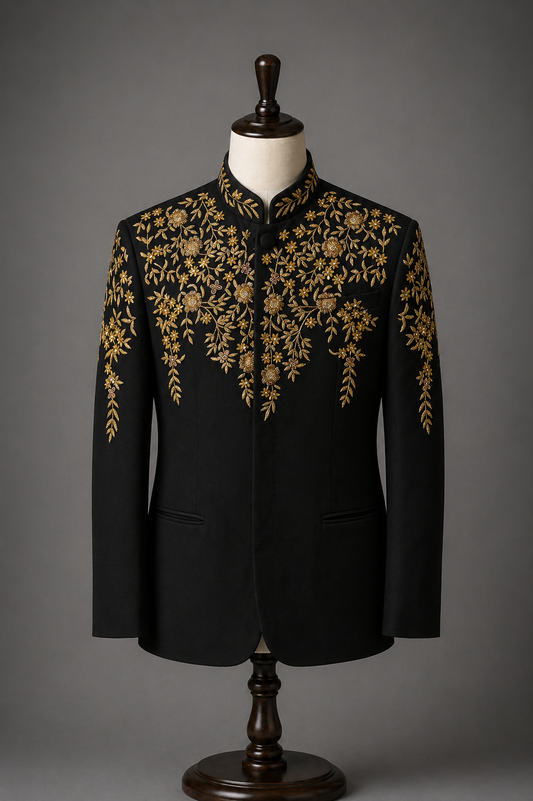 Elegant black embroidered formal jacket