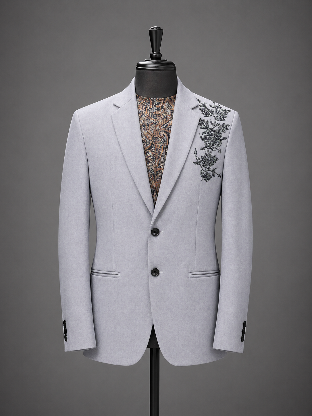 Men's blazer with floral embroidery