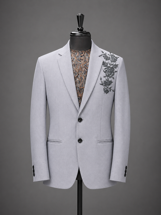 Men's blazer with floral embroidery