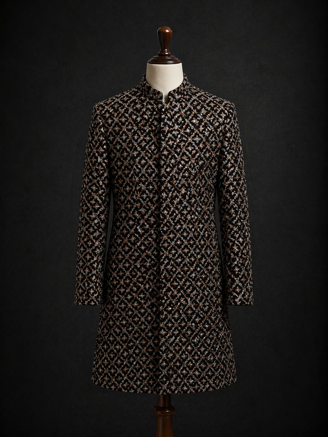 Black Embroidered Sherwani – Timeless Regal Sophistication