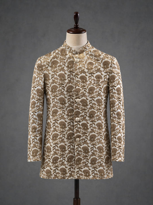 Ivory & Gold Brocade Jodhpuri – Regal Heritage Statement